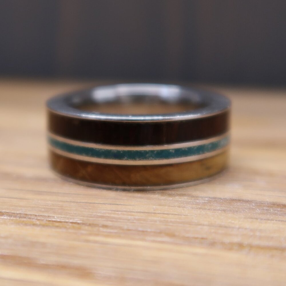 Manly Bands Cobalt Turq Man's Ring Browns and Turquois Size 7.5 - Picture 3 of 6